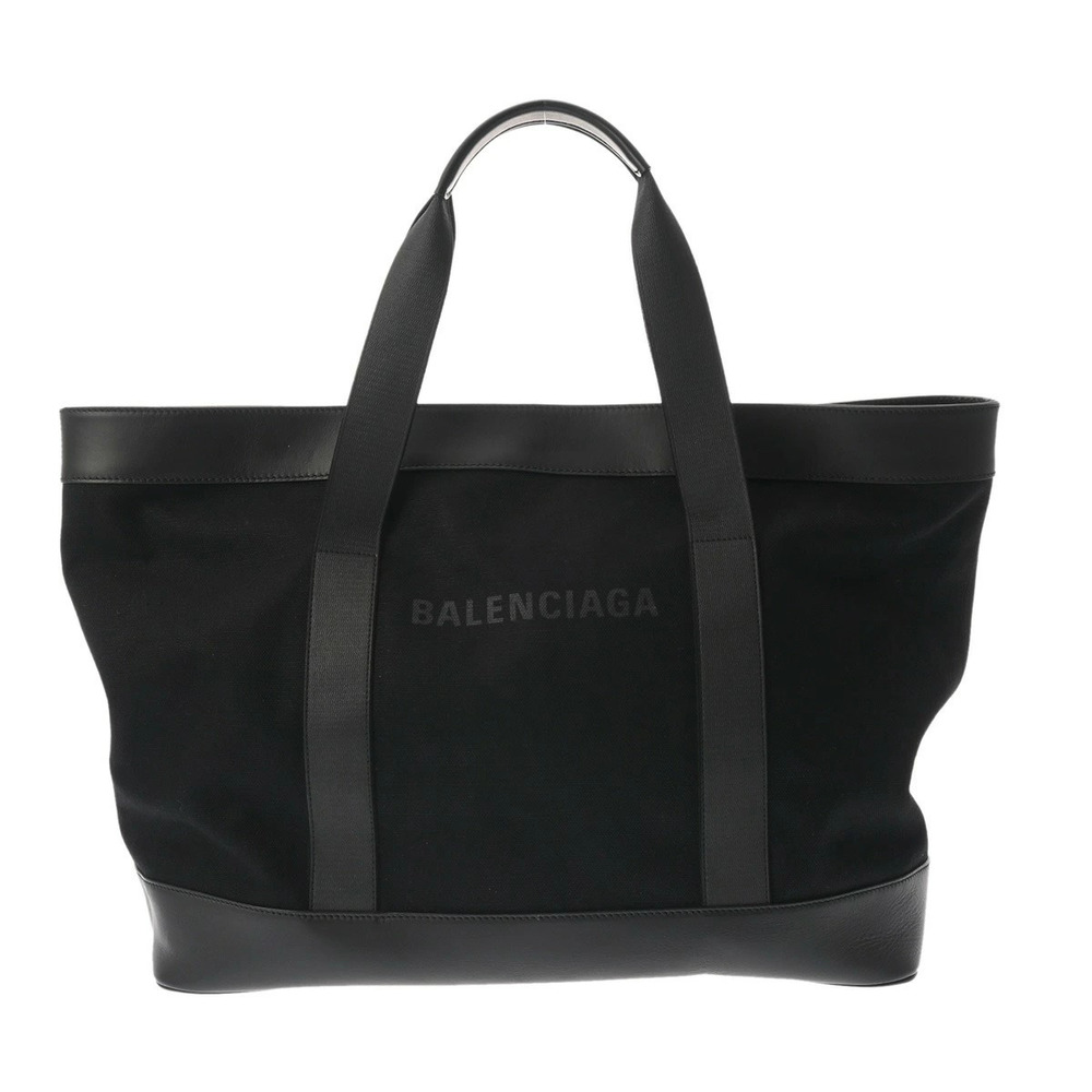 BALENCIAGA Black Canvas Leather Tote Bag